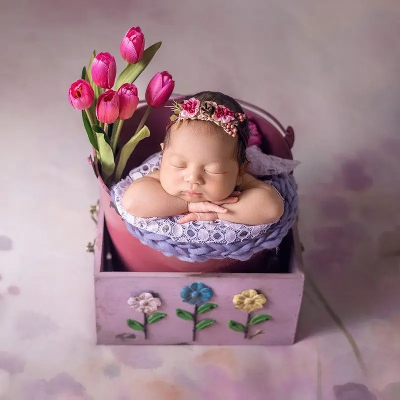 Wooden Flower Posing Bucket - Newborn Photography Props